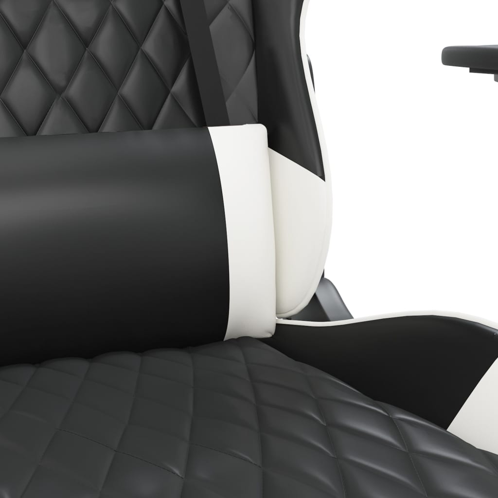 Gaming-Stuhl mit Massagefunktion Schwarz und Weiß Kunstleder