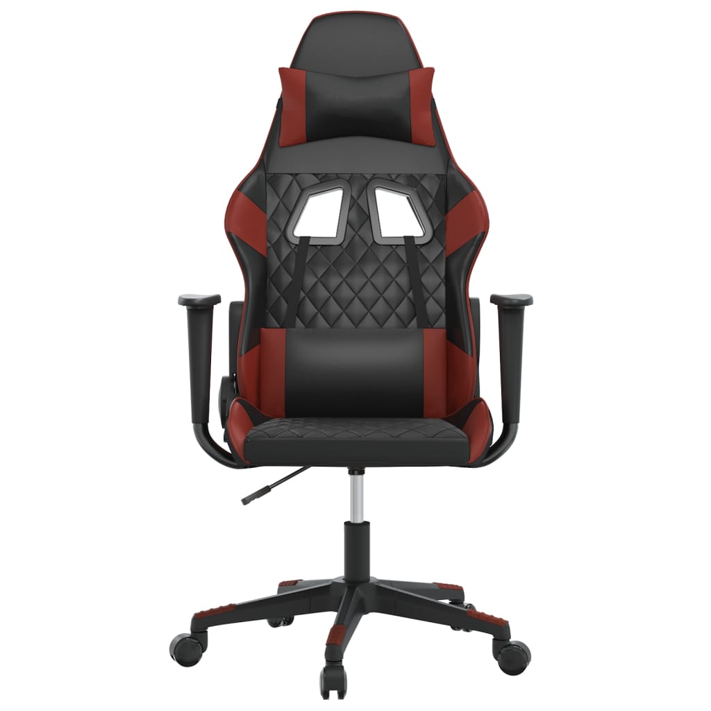 Gaming-Stuhl mit Massagefunktion Schwarz und Weinrot Kunstleder