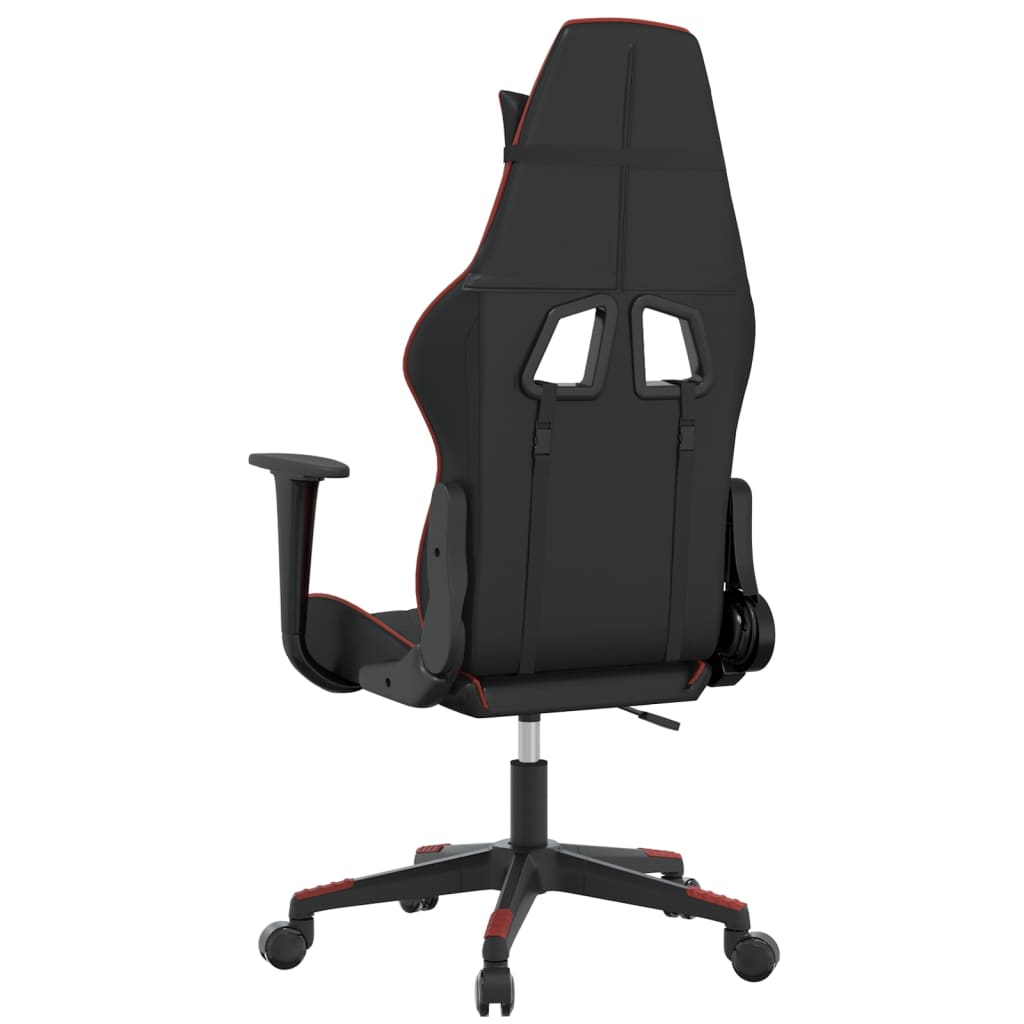 Gaming-Stuhl mit Massagefunktion Schwarz und Weinrot Kunstleder
