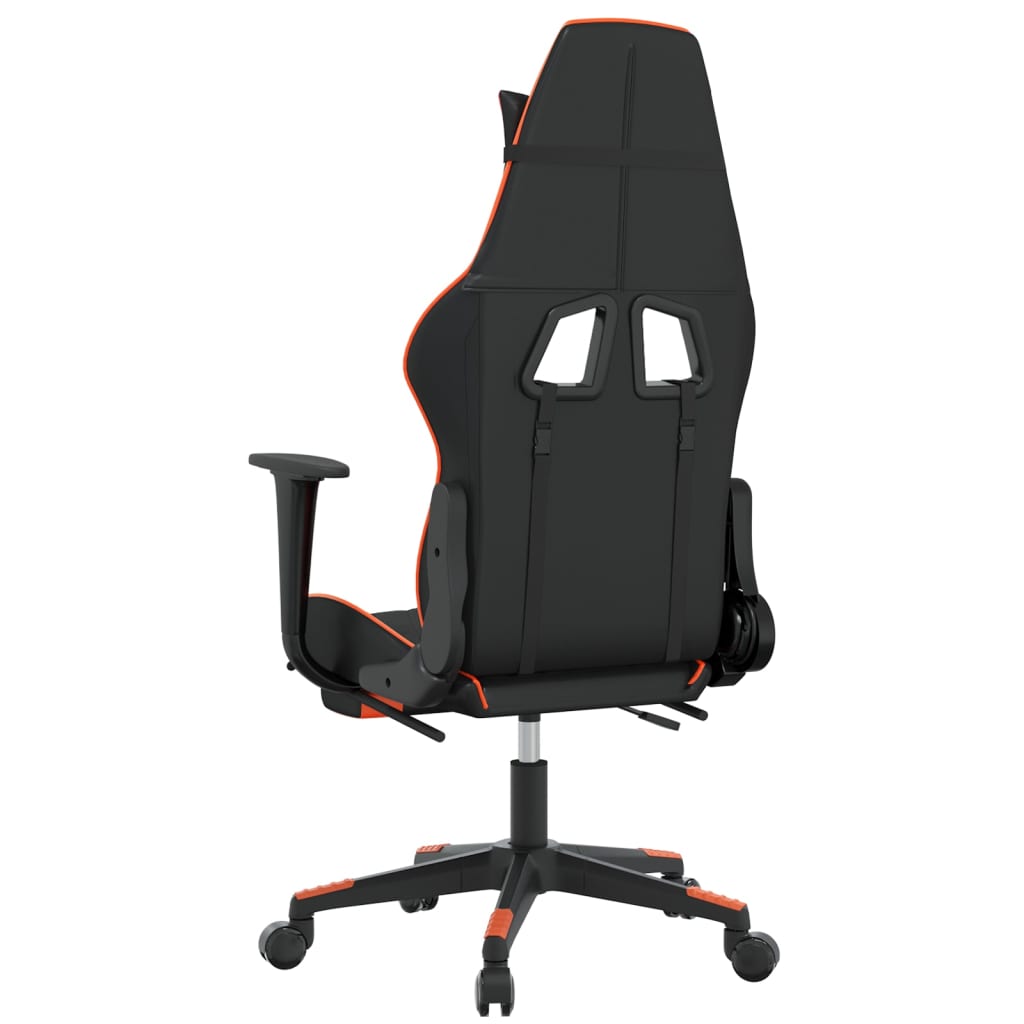 Gaming-Stuhl mit Massage & Fußstütze Schwarz Orange Kunstleder