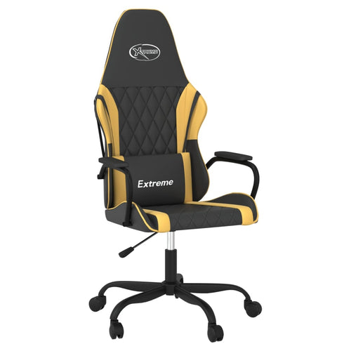 Gaming-Stuhl mit Massagefunktion Schwarz & Golden Kunstleder