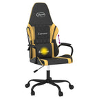 Gaming-Stuhl mit Massagefunktion Schwarz & Golden Kunstleder