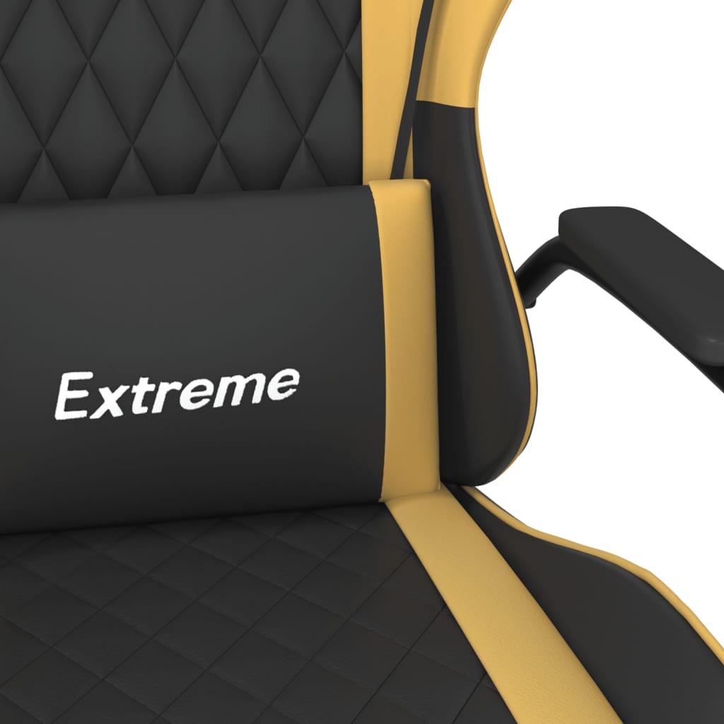 Gaming-Stuhl mit Massagefunktion Schwarz & Golden Kunstleder