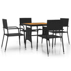 5-tlg. Garten-Essgruppe Poly Rattan Schwarz