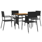 5-tlg. Garten-Essgruppe Poly Rattan Schwarz