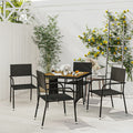 5-tlg. Garten-Essgruppe Poly Rattan Schwarz