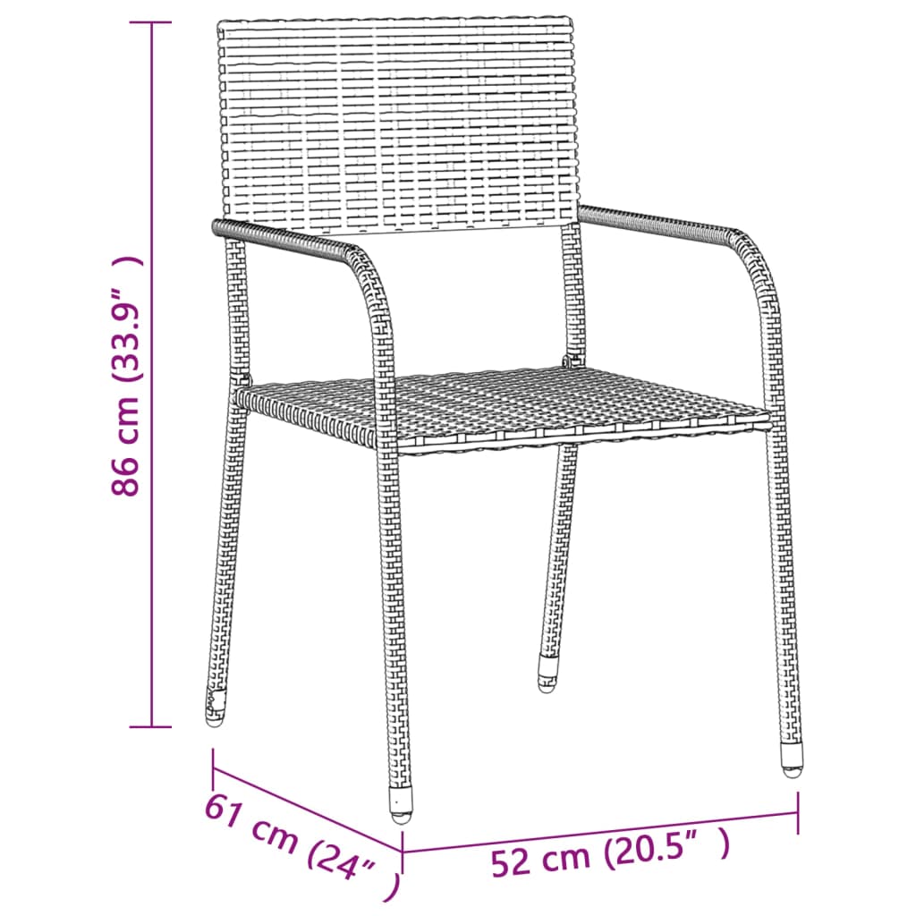 5-tlg. Garten-Essgruppe Poly Rattan Schwarz