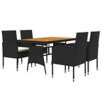 5-tlg. Garten-Essgruppe Poly Rattan Schwarz