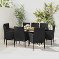 9-tlg. Garten-Essgruppe Poly Rattan Schwarz