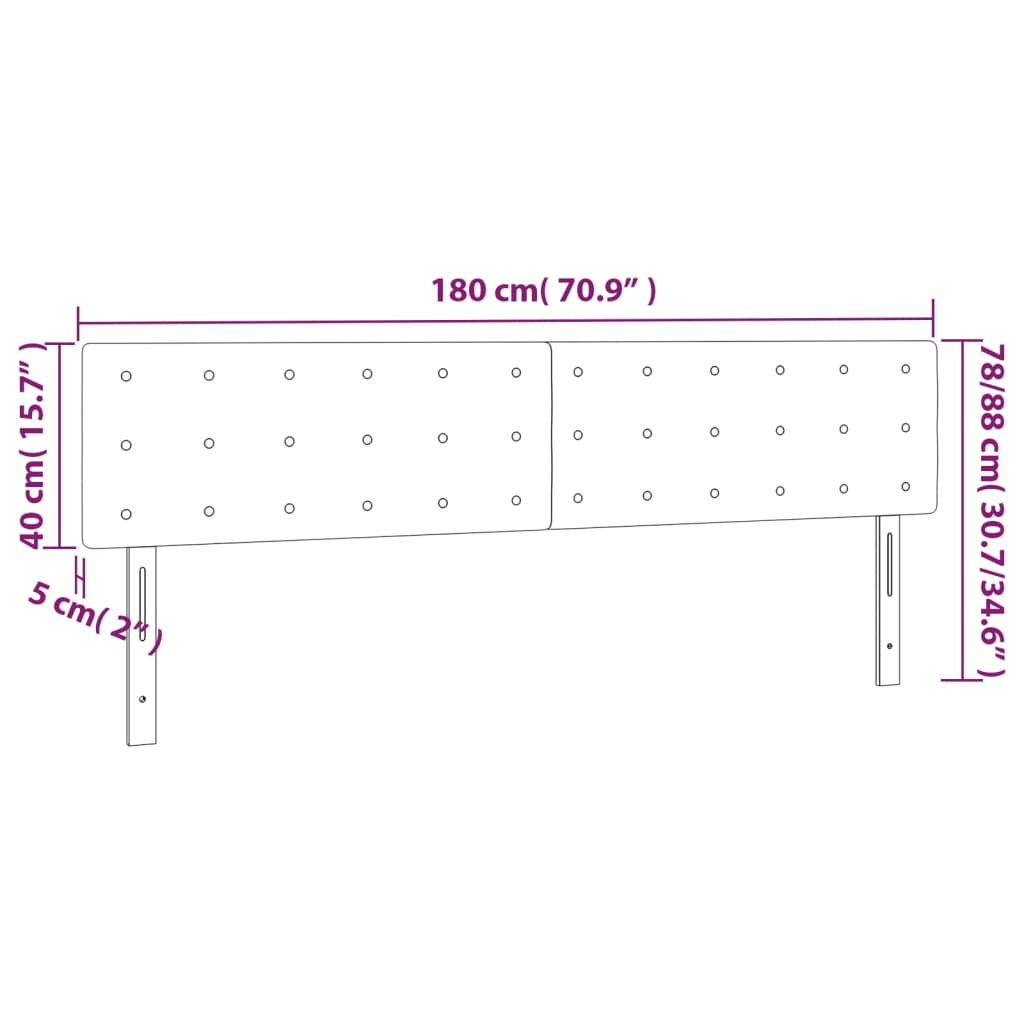 Kopfteile 2 Stk. Weiß 90x5x78/88 cm Kunstleder