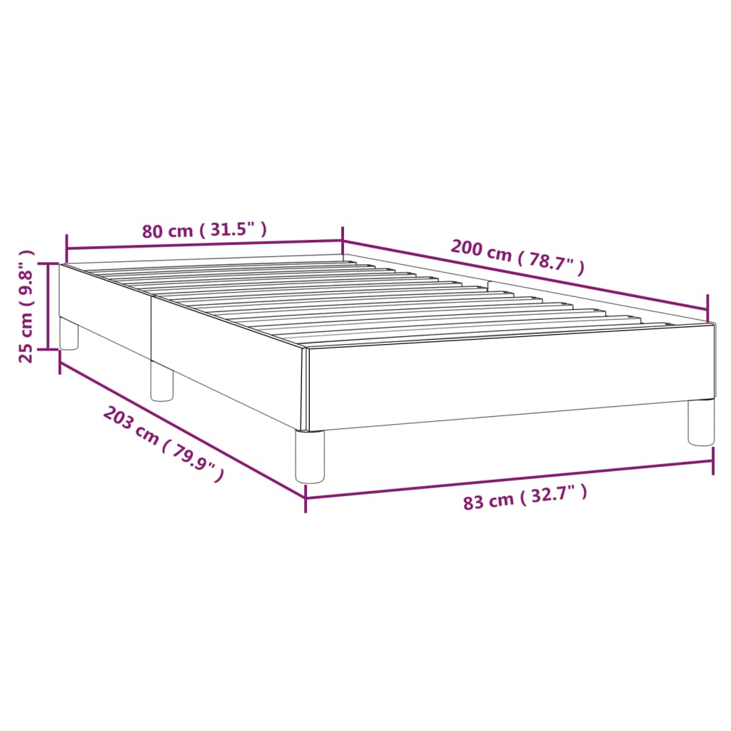 Bettgestell ohne Matratze Dunkelbraun 80x200 cm Stoff