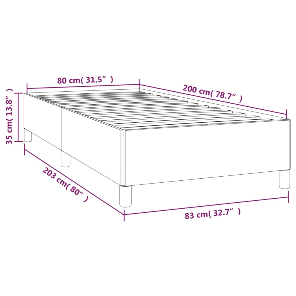 Bettgestell ohne Matratze Dunkelgrau 80x200 cm Stoff