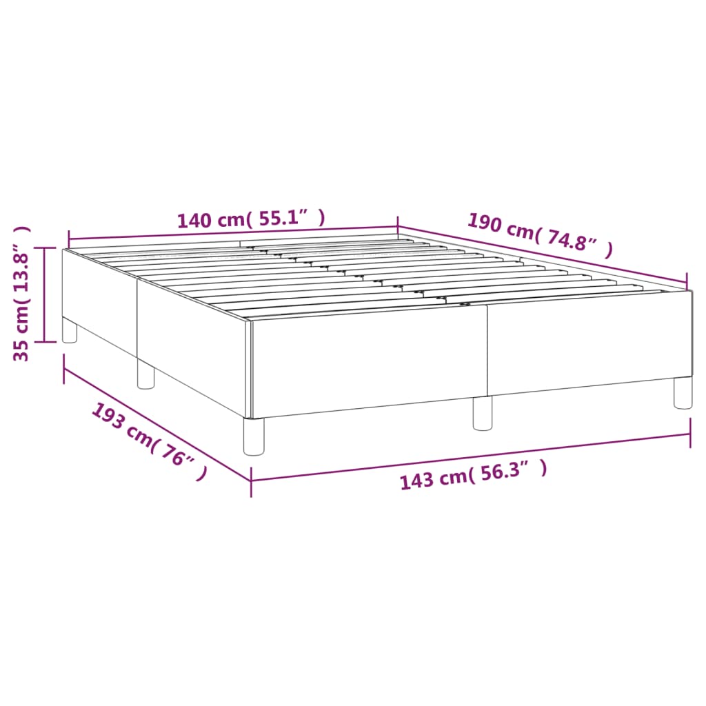 Bettgestell ohne Matratze Creme 140x190 cm Stoff