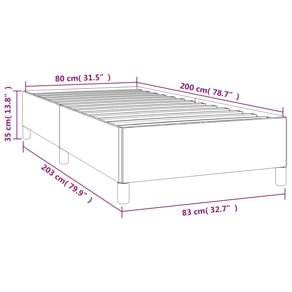 Bettgestell ohne Matratze Hellgrau 80x200 cm Samt