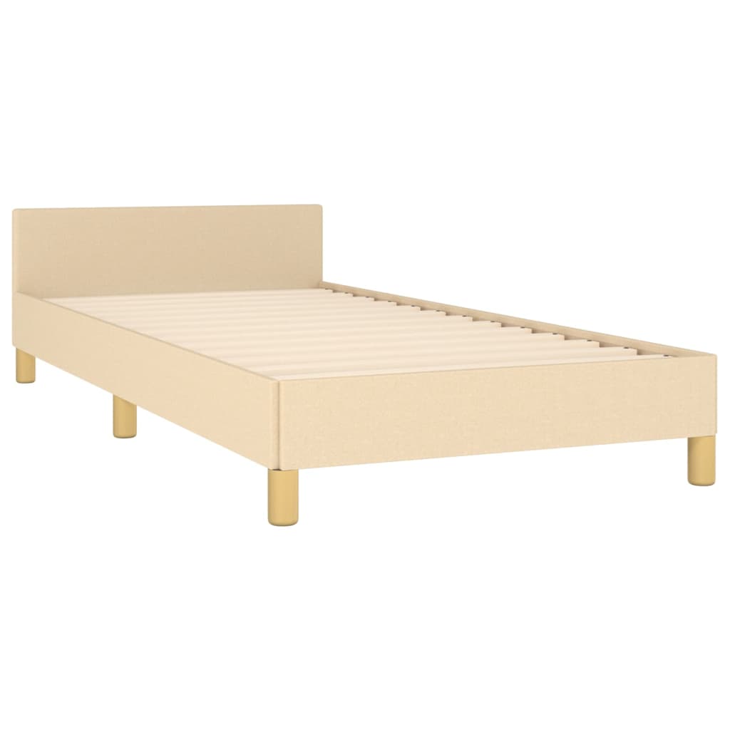 Bettgestell mit Kopfteil ohne Matratze Creme 80x200 cm Stoff