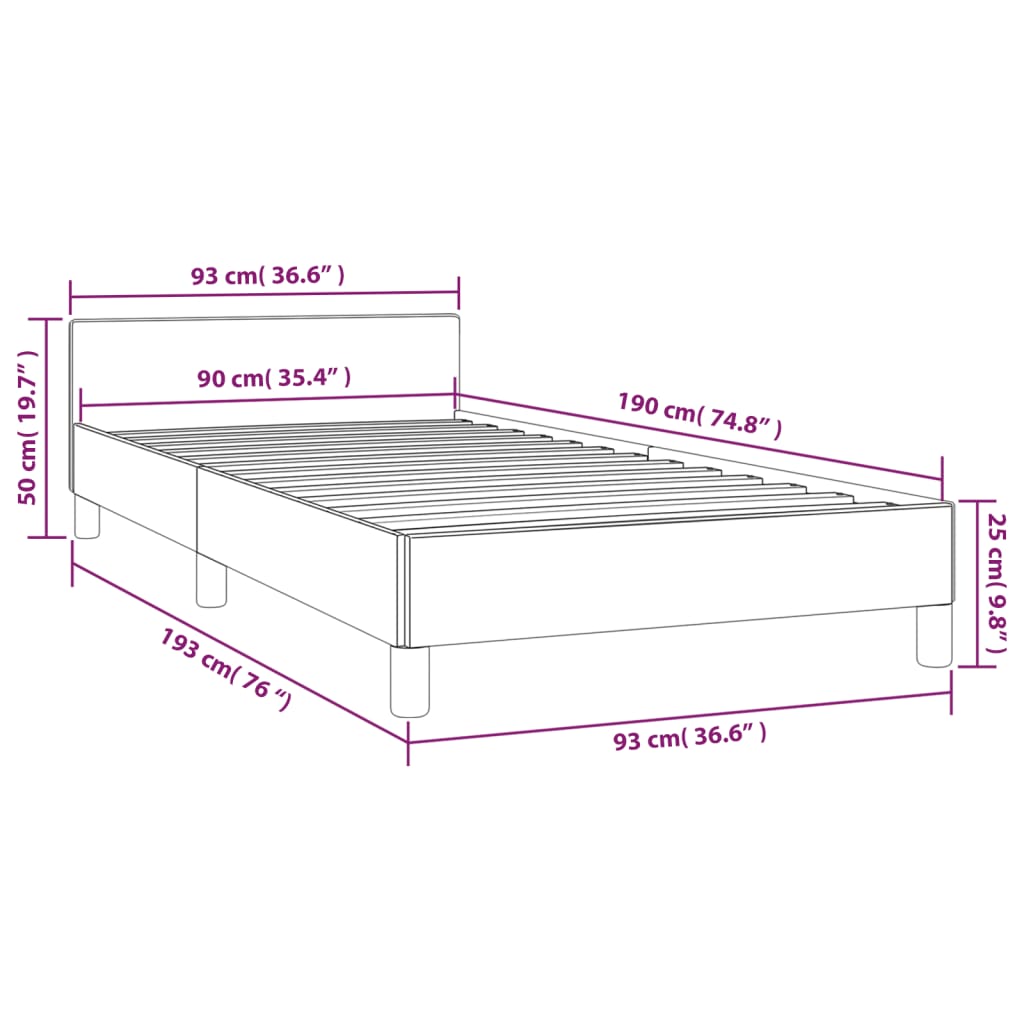 Bettgestell ohne Matratze Dunkelgrau 90x190 cm Stoff