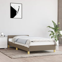 Bettgestell mit Kopfteil ohne Matratze Taupe 90x190 cm Stoff