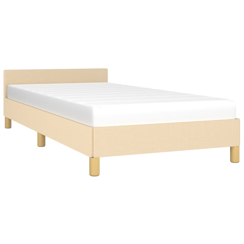 Bettgestell mit Kopfteil ohne Matratze Creme 90x190 cm Stoff