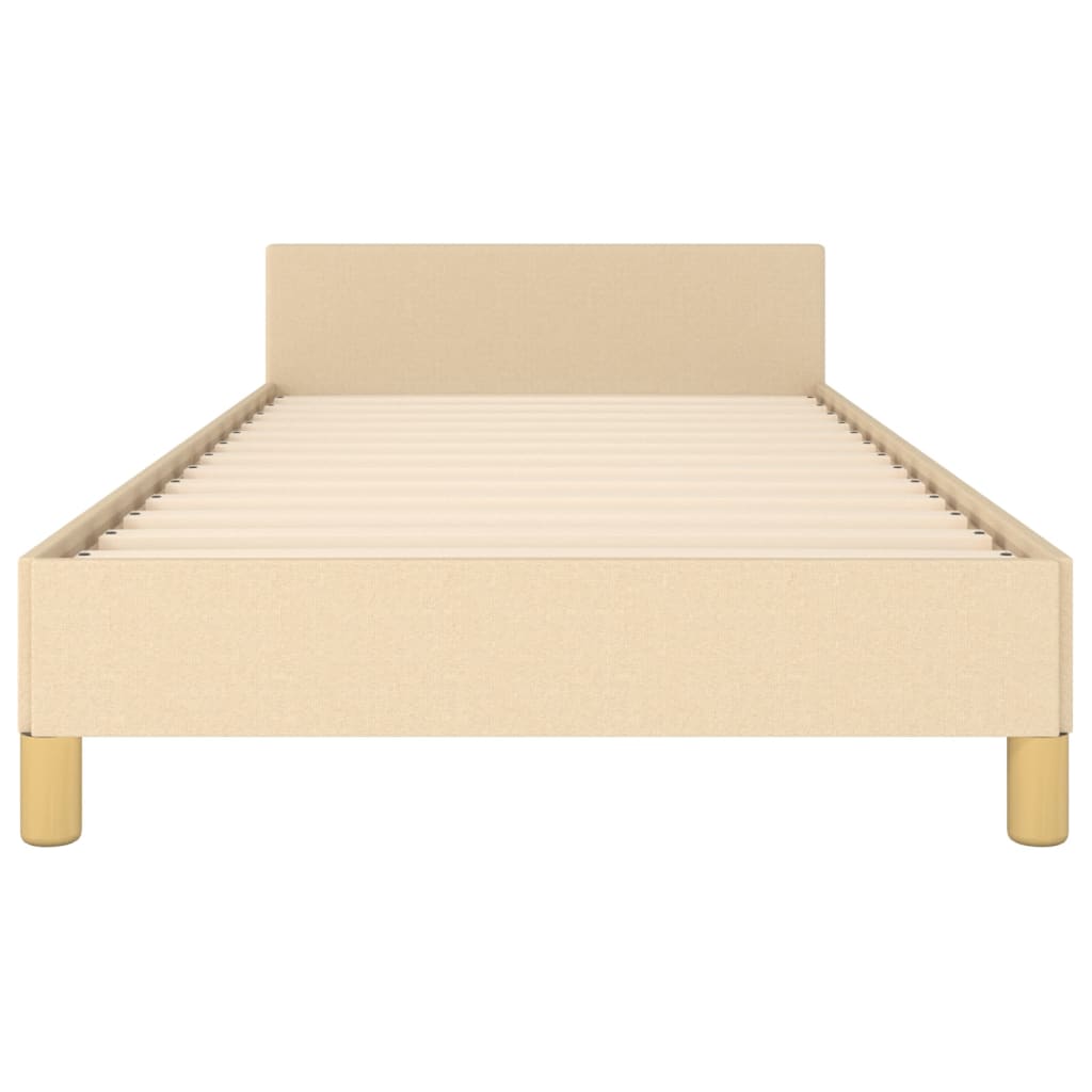 Bettgestell mit Kopfteil ohne Matratze Creme 90x190 cm Stoff