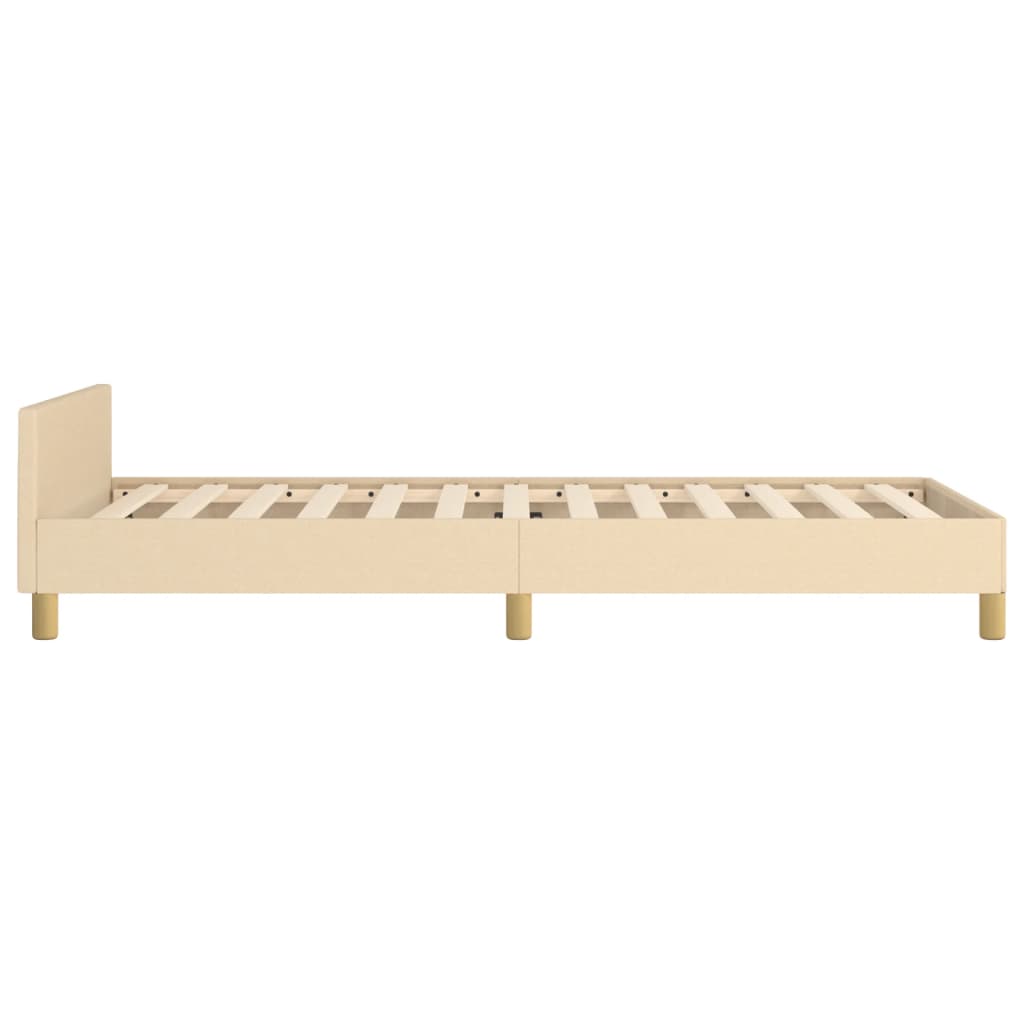 Bettgestell mit Kopfteil ohne Matratze Creme 90x190 cm Stoff