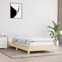 Bettgestell mit Kopfteil ohne Matratze Creme 90x190 cm Stoff