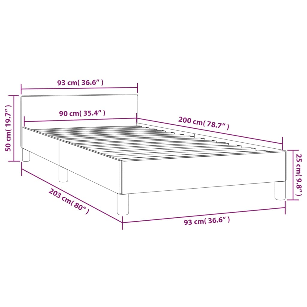 Bettgestell ohne Matratze Hellgrau 90x200 cm Stoff