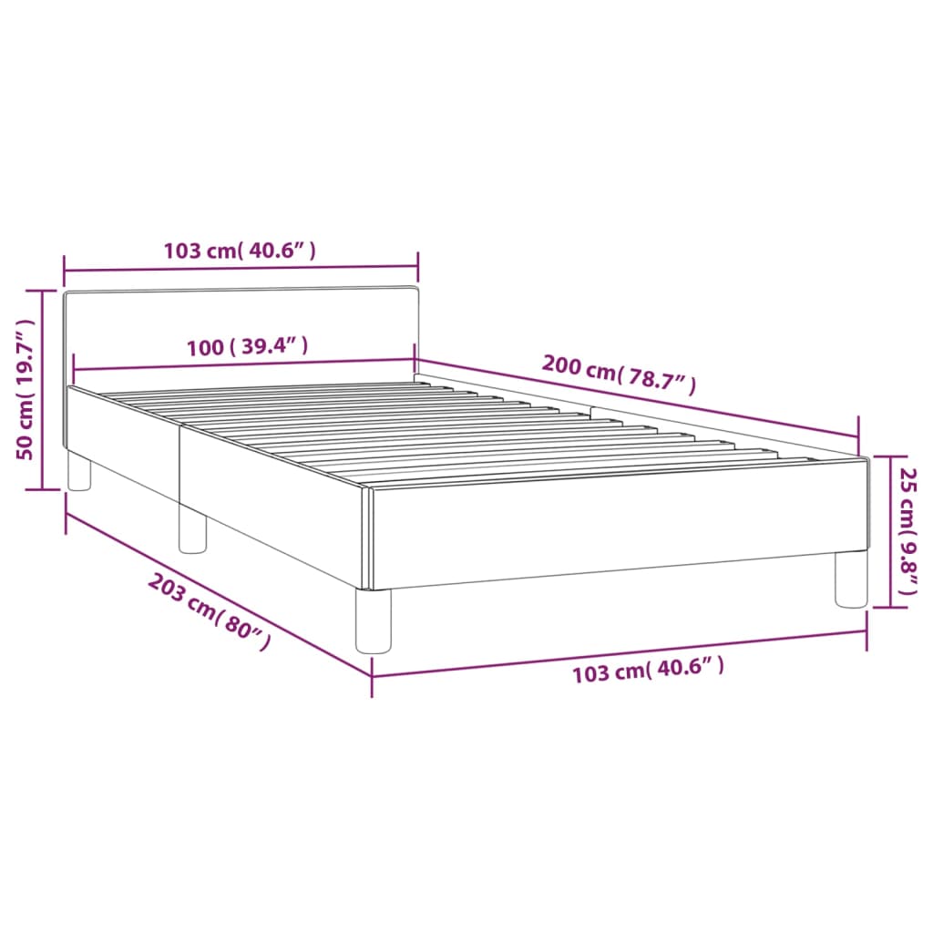 Bettgestell ohne Matratze Hellgrau 100x200 cm Stoff