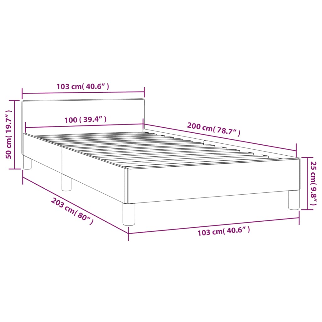 Bettgestell ohne Matratze Schwarz 100x200 cm Stoff