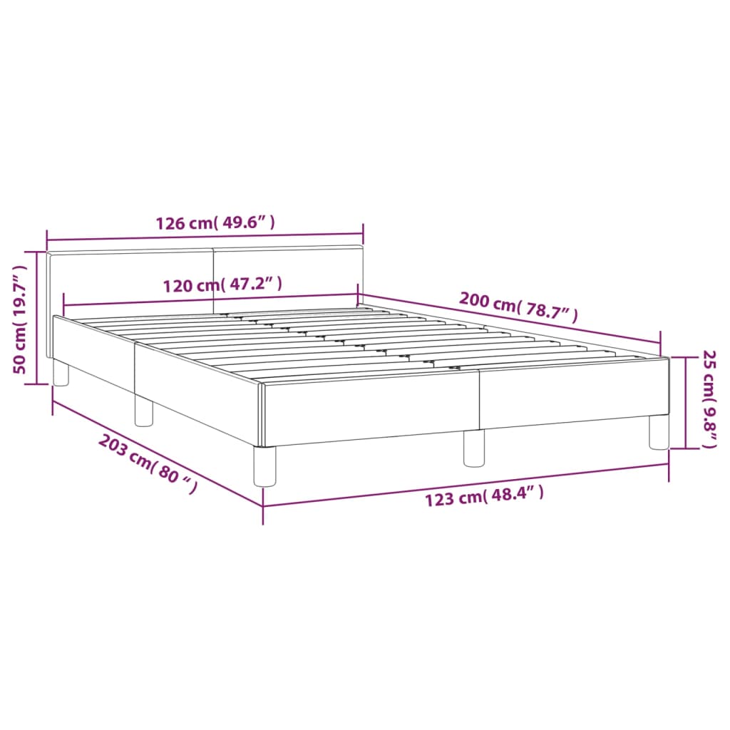 Bettgestell ohne Matratze Hellgrau 120x200 cm Stoff