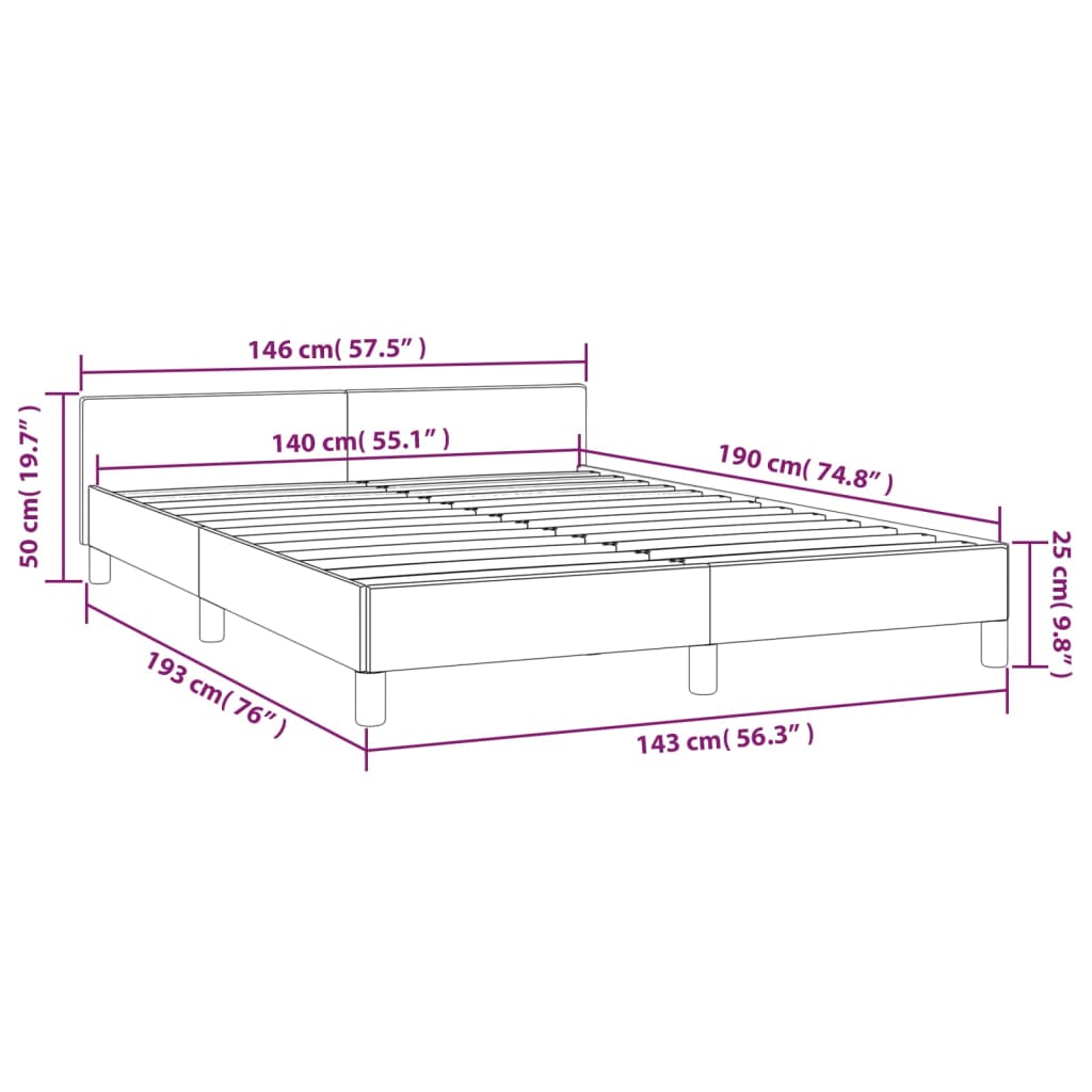 Bettgestell ohne Matratze Hellgrau 140x190 cm Stoff