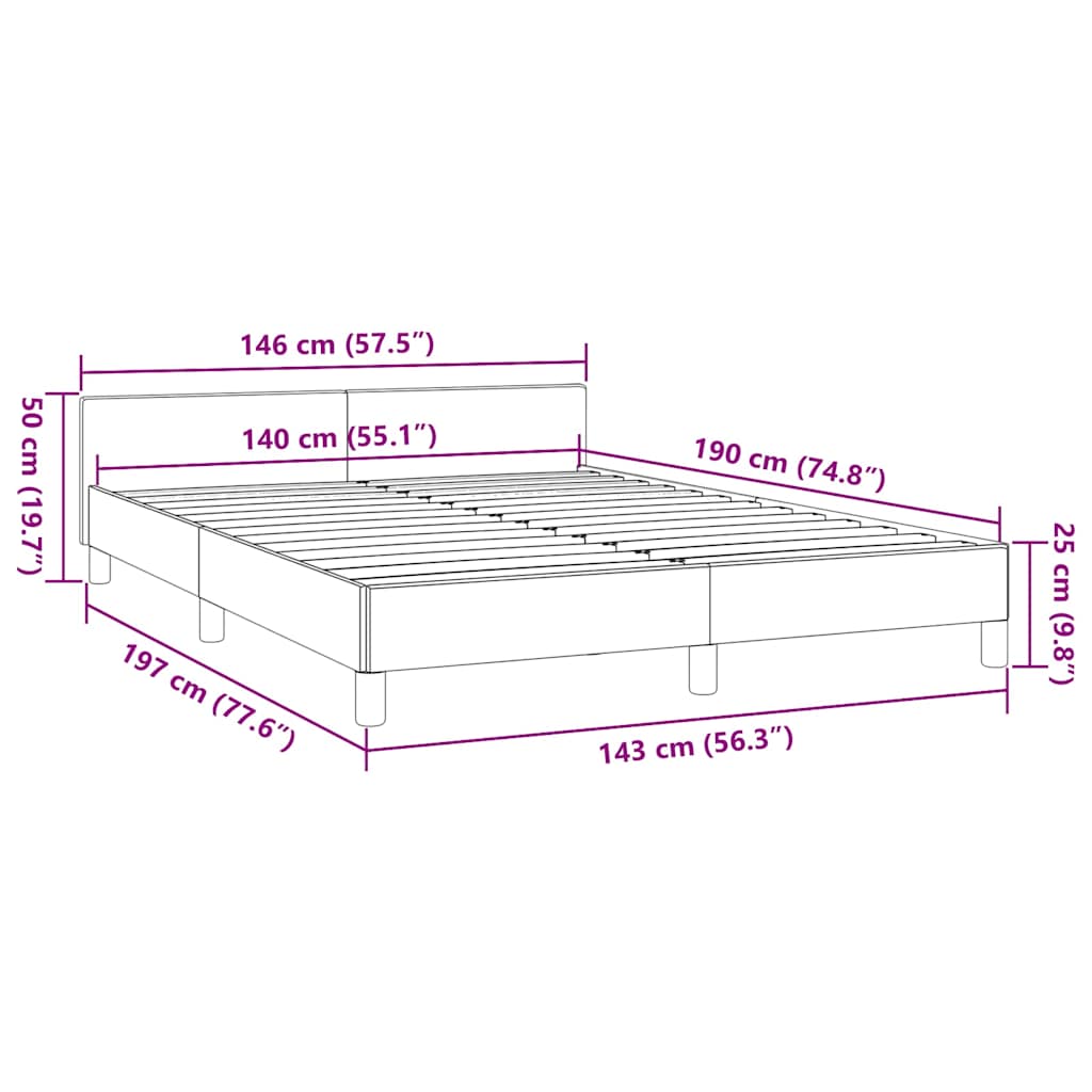 Bettgestell ohne Matratze Schwarz 140x190 cm Stoff