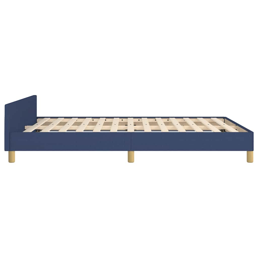 Bettgestell mit Kopfteil ohne Matratze Blau 140x190 cm Stoff