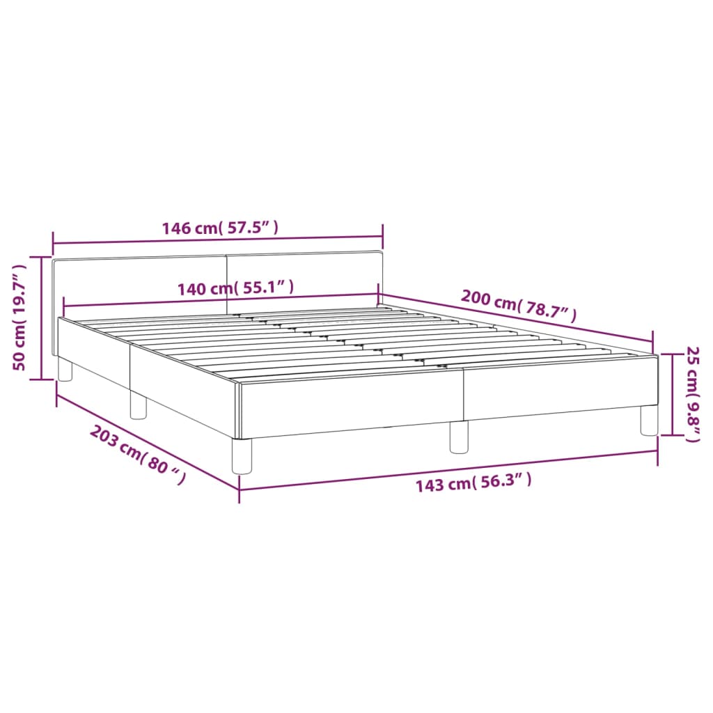 Bettgestell ohne Matratze Hellgrau 140x200 cm Stoff