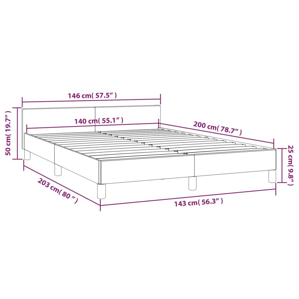 Bettgestell ohne Matratze Dunkelgrau 140x200 cm Stoff