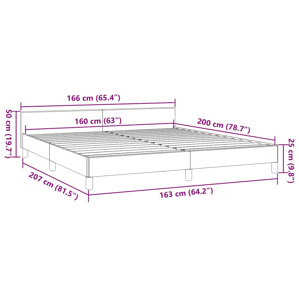 Bettgestell ohne Matratze Schwarz 160x200 cm Stoff