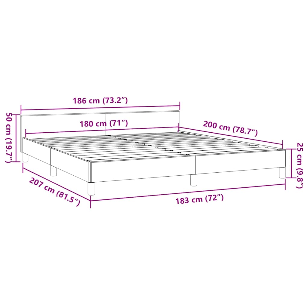 Bettgestell ohne Matratze Hellgrau 180x200 cm Stoff