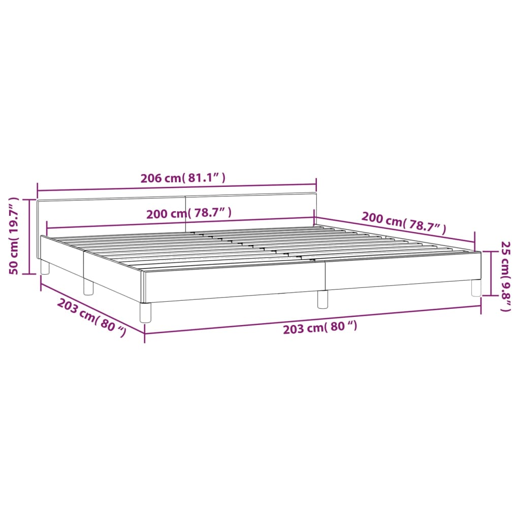 Bettgestell ohne Matratze Hellgrau 200x200 cm Stoff