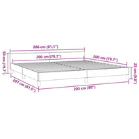 Bettgestell ohne Matratze Dunkelgrau 200x200 cm Stoff