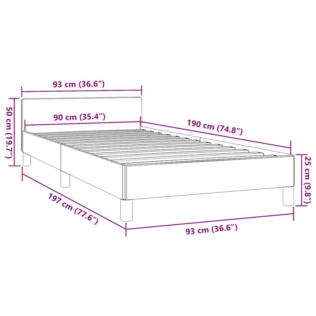 Bettgestell mit Kopfteil ohne Matratze Cappuccino 90x190 cm