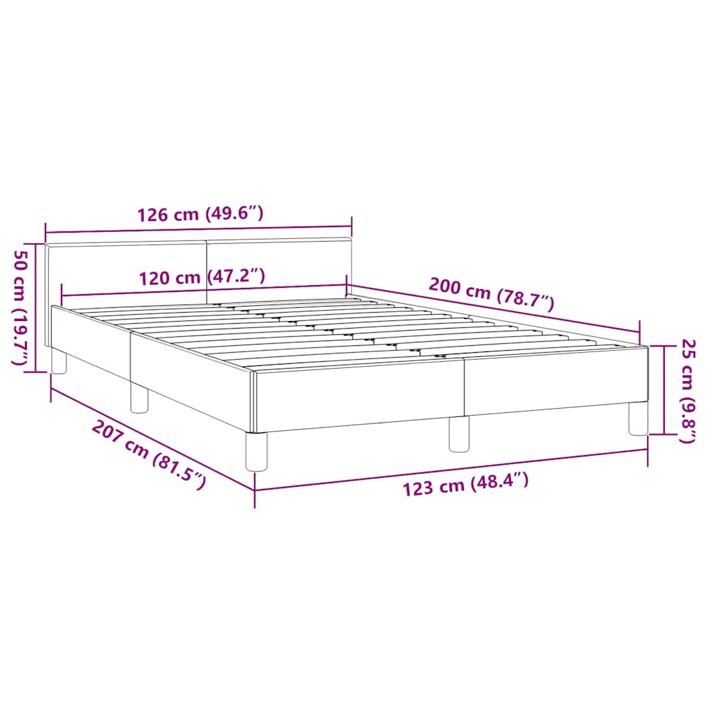 Bettgestell mit Kopfteil ohne Matratze Creme 120x200 cm