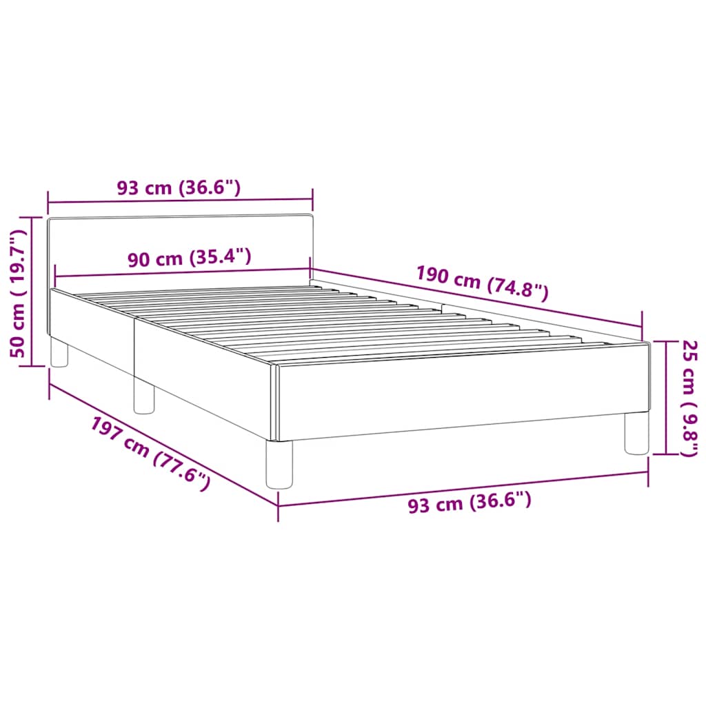 Bettgestell ohne Matratze Dunkelgrau 90x190 cm Samt