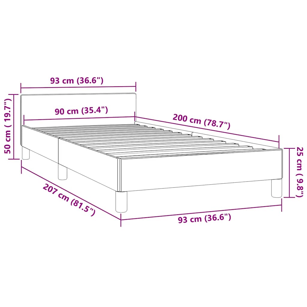 Bettgestell ohne Matratze Dunkelgrau 90x200 cm Samt