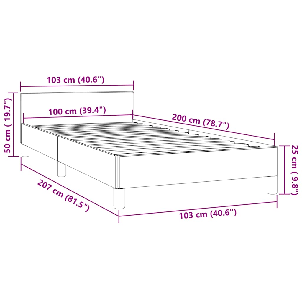 Bettgestell ohne Matratze Hellgrau 100x200 cm Samt