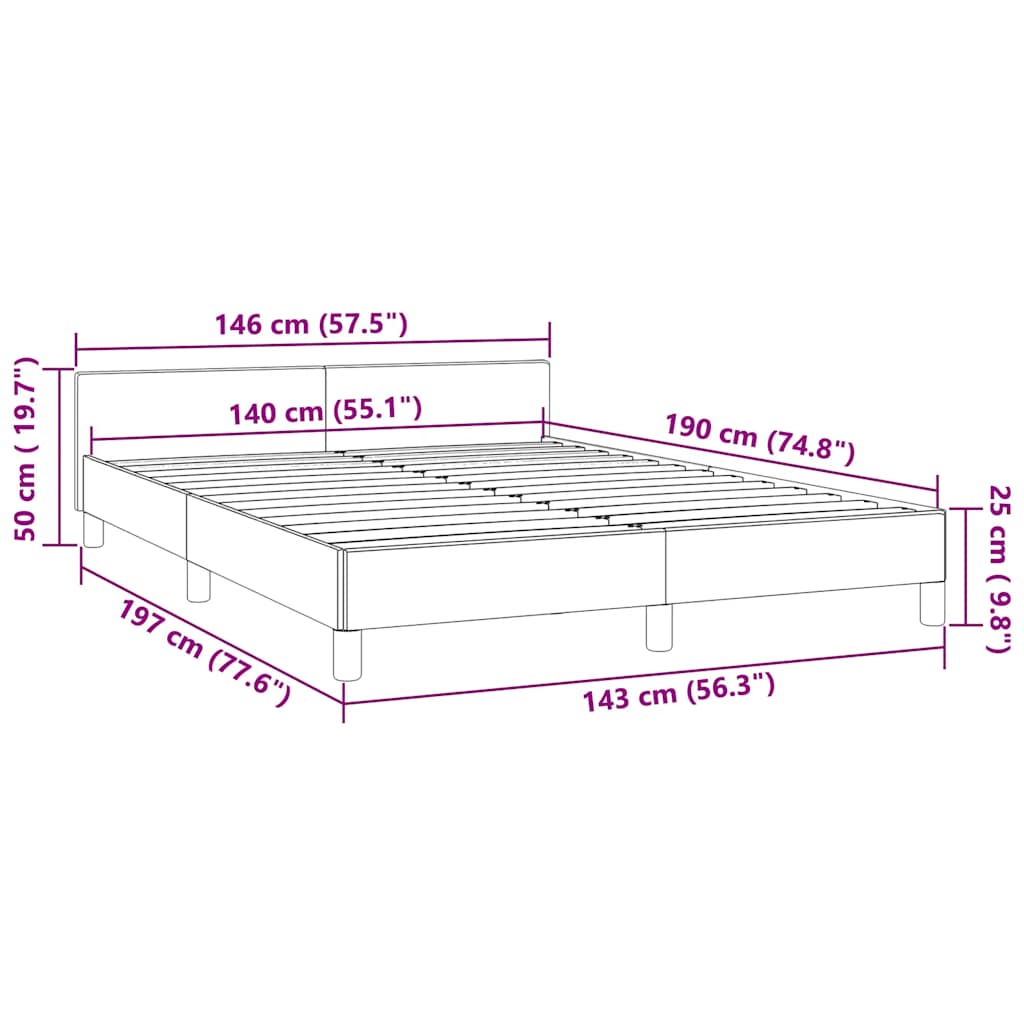 Bettgestell ohne Matratze Hellgrau 140x190 cm Samt