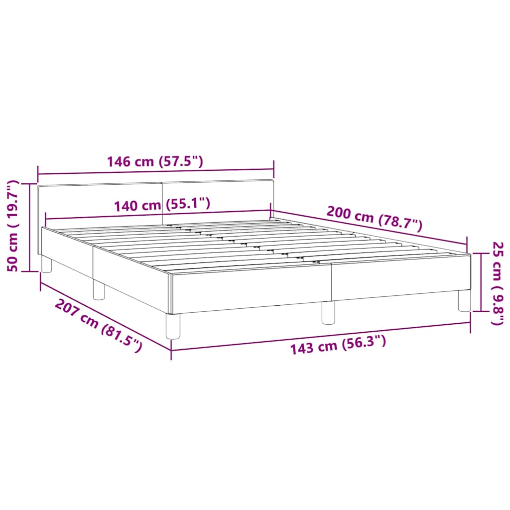 Bettgestell ohne Matratze Dunkelgrau 140x200 cm Samt