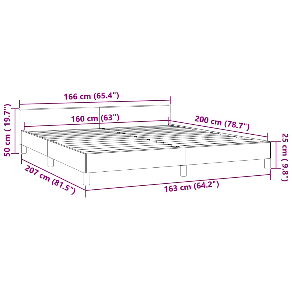 Bettgestell ohne Matratze Hellgrau 160x200 cm Samt