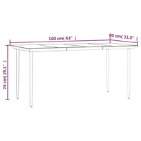 Garten-Esstisch Schwarz 160x80x74 cm Stahl und Hartglas