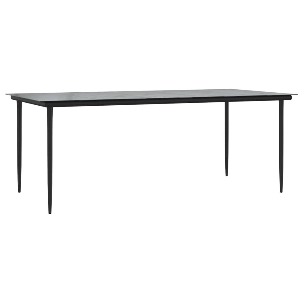 Garten-Esstisch Schwarz 200x100x74 cm Stahl und Hartglas