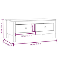 Couchtisch Weiß 100x50x40 cm Massivholz Kiefer