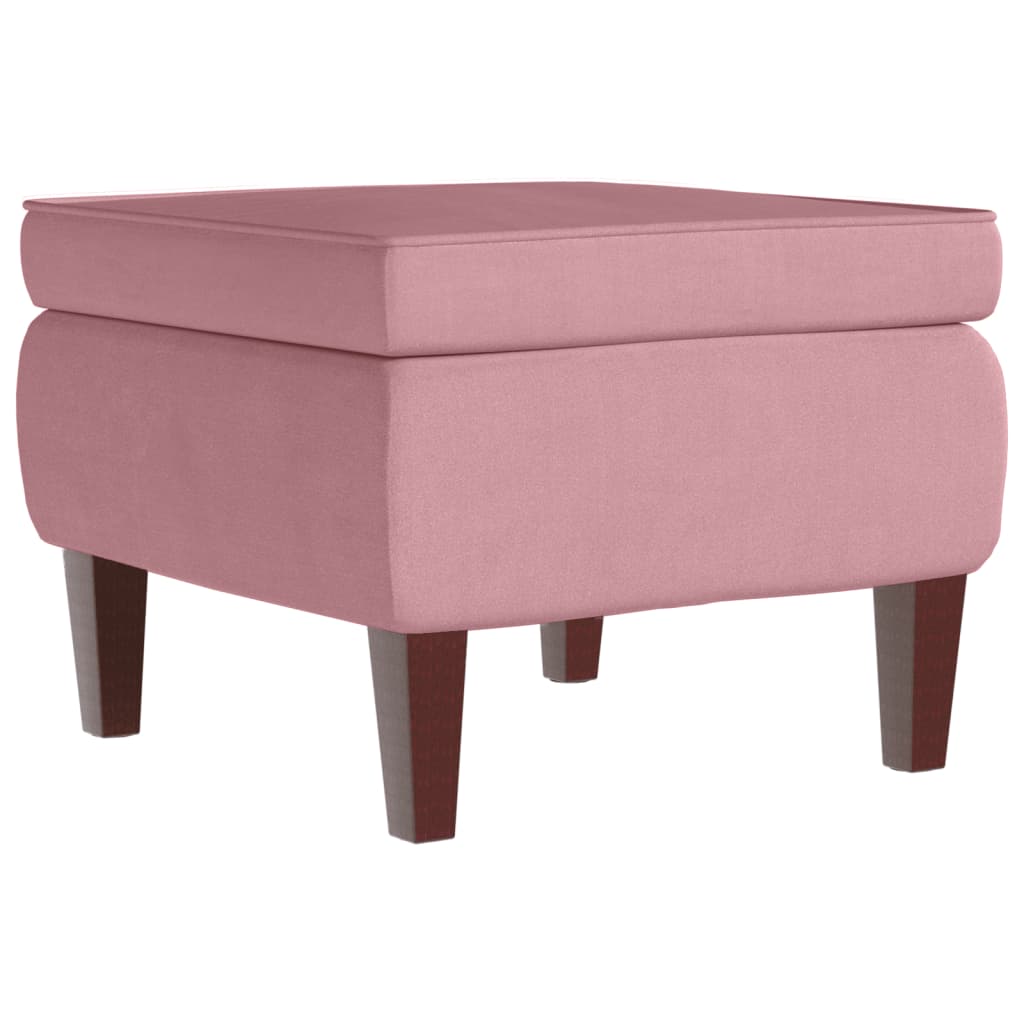 Schaukelsessel und Hocker mit Holzbeinen Rosa Samt